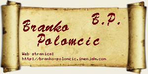 Branko Polomčić vizit kartica